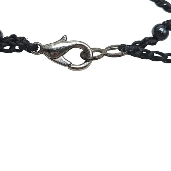 Glass Beads Kokopelli Pendant Braided Cord Necklace Silver Tone Vintage - Picture 6 of 8